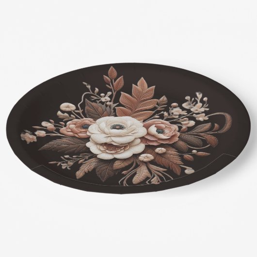 Moderner Eleganter Western - Blumen Pappteller (Schrägansicht)