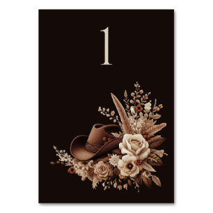 Moderner Eleganter Western - Blumen Tischnummer