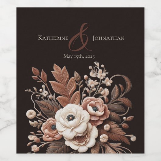 Moderner Eleganter Western - Blumen Weinetikett (Einzelnes Label)
