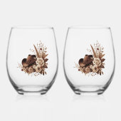 Moderner Eleganter Western - Blumen Weinglas Ohne Stiel (Vorderseite)