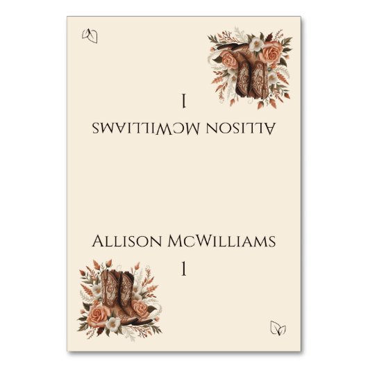 Moderner Eleganter Western - Vegetarier Tischnummer (Vorderseite)