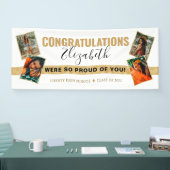 Moderner, eleganter White Gold Foto Collage Abschl Banner (Messe)