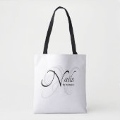 Moderner Eleganter White Monogram Nail Artist Tasche (Vorderseite)