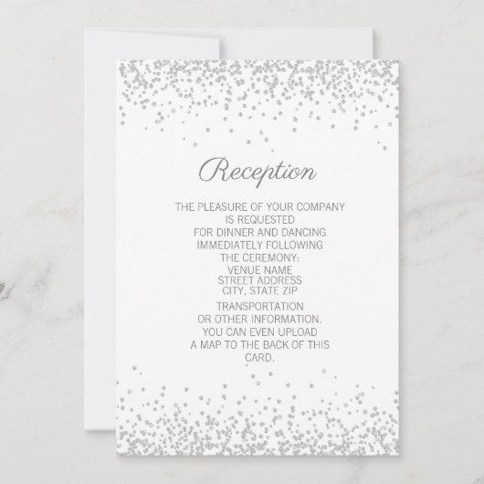 Moderner Eleganter White Silver Glitzer Empfang Einladung (Vorderseite)