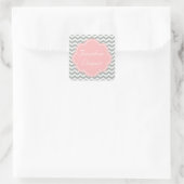 Moderner, eleganter, Zickzack Name Quadratischer Aufkleber (Tasche)