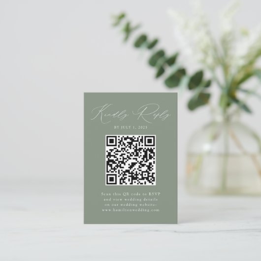 Moderner Elegantsage Green QR Code UAWG Begleitkarte (Stehend Vorderseite)