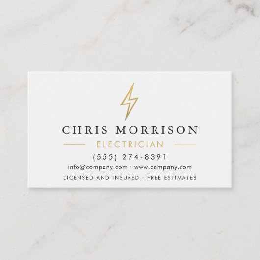 Moderner Elektriker Minimalistisches Weißgold QR-C Visitenkarte (Vorderseite)