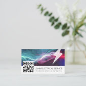 Moderner Elektriker QR - Berufliche Blitze Visitenkarte (Stehend Vorderseite)