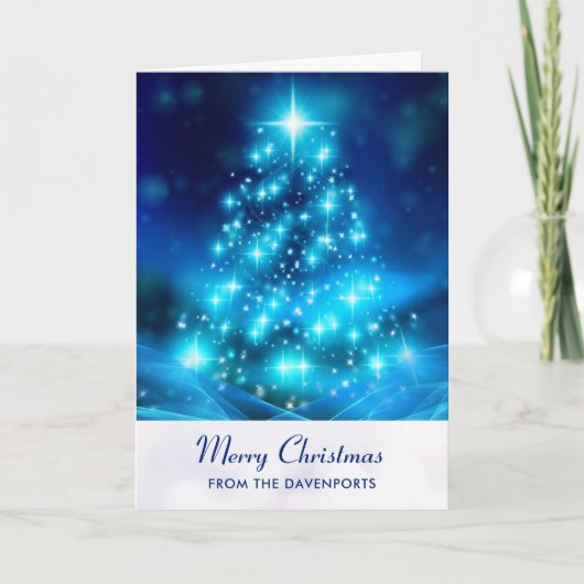 Moderner elektrischer Blauer Weihnachtsbaum Urlaub Karte (Vorderseite)