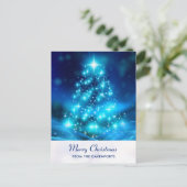 Moderner elektrischer Blauer Weihnachtsbaum Urlaub Postkarte (Stehend Vorderseite)