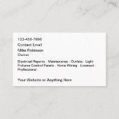 Moderner Elektroinstallateur-Service Visitenkarte (Rückseite)