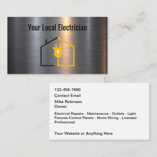 Moderner Elektroinstallateur-Service Visitenkarte (Vorne/Hinten)