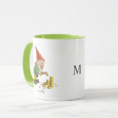 Moderner Elf mit Goldmünzen, Kalligrafie & Monogra Tasse (Vorderseite Links)