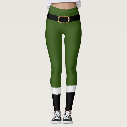 Moderner Elf Santa Kostüm Niedlich Weihnachten Leggings (Vorderseite)