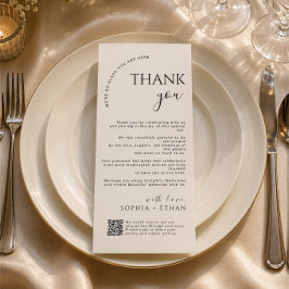 Moderner Elfenbein-Platzsetting-Dankeskarten-QR-Co Programm