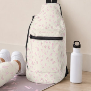 Moderner Elfenbein-Wasserfarbe-Rosa-Buchstabenmust Crossbody Bag