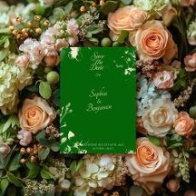 Moderner Emerald & Champagne Minimal Save the Date