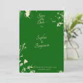Moderner Emerald & Champagne Minimal Save the Date Einladung (Stehend Vorderseite)