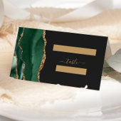 Moderner Emerald Green Gold Agate Wedding Table Platzkarte