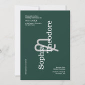 Moderner Emerald Green Minimalistisch Wedding QR C Einladung (Vorderseite)