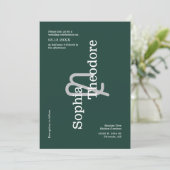 Moderner Emerald Green Minimalistisch Wedding QR C Einladung (Stehend Vorderseite)
