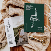 Moderner Emerald Green Minimalistisch Wedding QR C Einladung