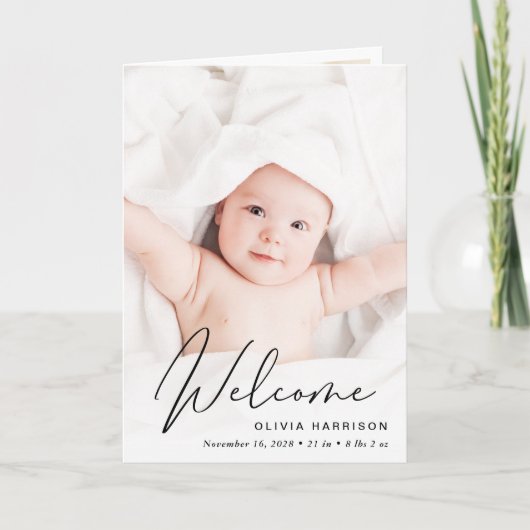 Moderner Empfang 4 Foto Geburt Ankündigung (Vorderseite)