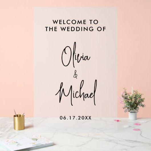 Moderner Empfang Acrylschild (Hochzeit)