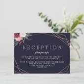 Moderner Empfang der braunen, geometrischen Navy Begleitkarte (Stehend Vorderseite)