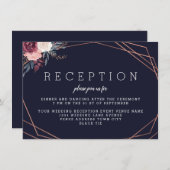 Moderner Empfang der braunen, geometrischen Navy Begleitkarte (Vorne/Hinten)