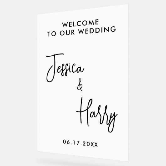 Moderner Empfang für MinimalWedding Acrylschild (Winkel)