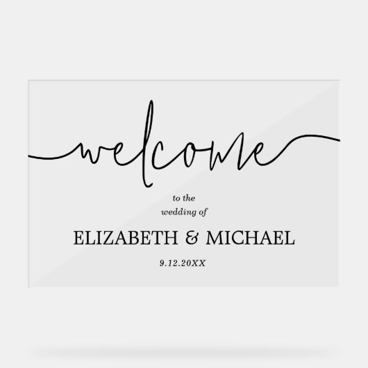 Moderner Empfang für MinimalWedding Acrylschild (Vorderseite)
