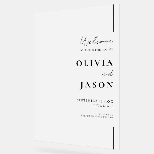 Moderner Empfang für MinimalWedding Acrylschild (Winkel)