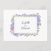Moderner Empfang Lilac Blue Hydrangea Begleitkarte (Rückseite)