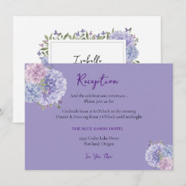 Moderner Empfang Lilac Blue Hydrangea Begleitkarte
