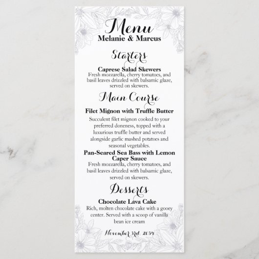 Moderner Empfang Menükarte (Vorderseite)