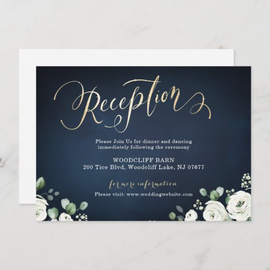 Moderner Empfang mit Goldschrift Begleitkarte (Vorne/Hinten)