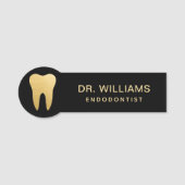 Moderner Endodontist Schwarz und Gold Namensschild (Vorderseite)