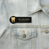 Moderner Endodontist Schwarz und Gold Namensschild (Beispiel)