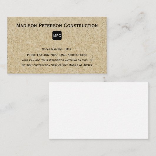 Moderner entworfener Bau Businesscards Visitenkarte (Vorne/Hinten)