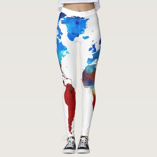Moderner Entwurf der Weltkarte auf sexy Leggings (Vorderseite)