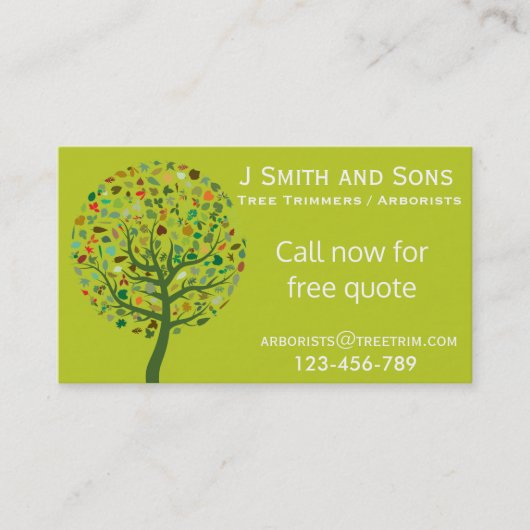 Moderner Entwurf des Baumzüchterbaumzutatservices Visitenkarte (Vorderseite)