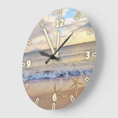 Moderner entzückender   Strand-Sonnenuntergang, Große Wanduhr (Winkel)