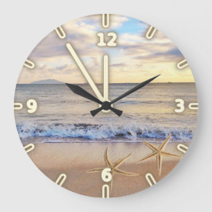 Moderner entzückender   Strand-Sonnenuntergang, Große Wanduhr