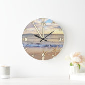 Moderner entzückender   Strand-Sonnenuntergang, Große Wanduhr (Zuhause)