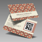 Moderner Erdig-Mosaik-Inneneinrichter QR-Code Visitenkarte