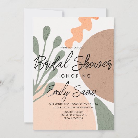 Moderner Erdklotz formt Abstraktes Brautparty Einladung (Vorderseite)