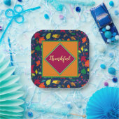 Moderner Erntedank farbenfroh Leaf dank. Pappteller (Party)