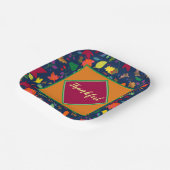 Moderner Erntedank farbenfroh Leaf dank. Pappteller (Gewinkelt)