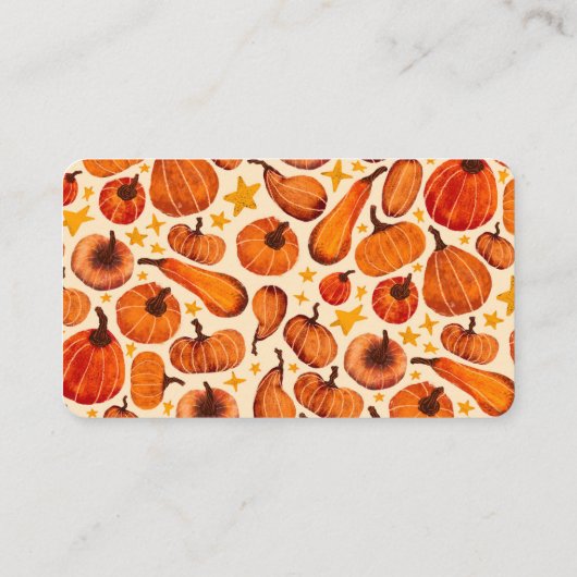 Moderner Erntedank für Herbst-Pumpkins Platzkarte (Rückseite)